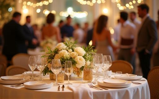 Elegant table setup during a bustling event