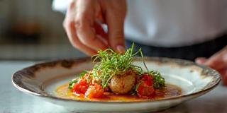 Chef plating a gourmet appetiser